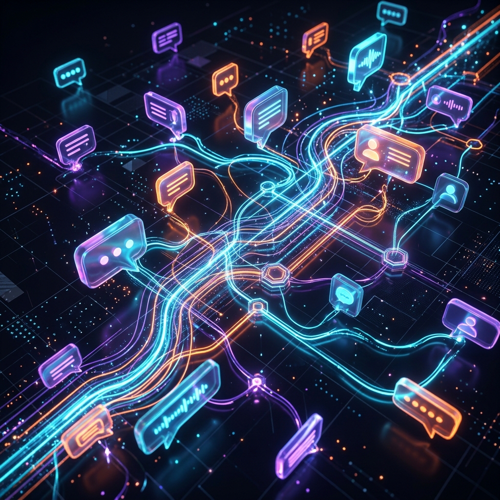 Abstract futuristic technology visual for Mesgs.com